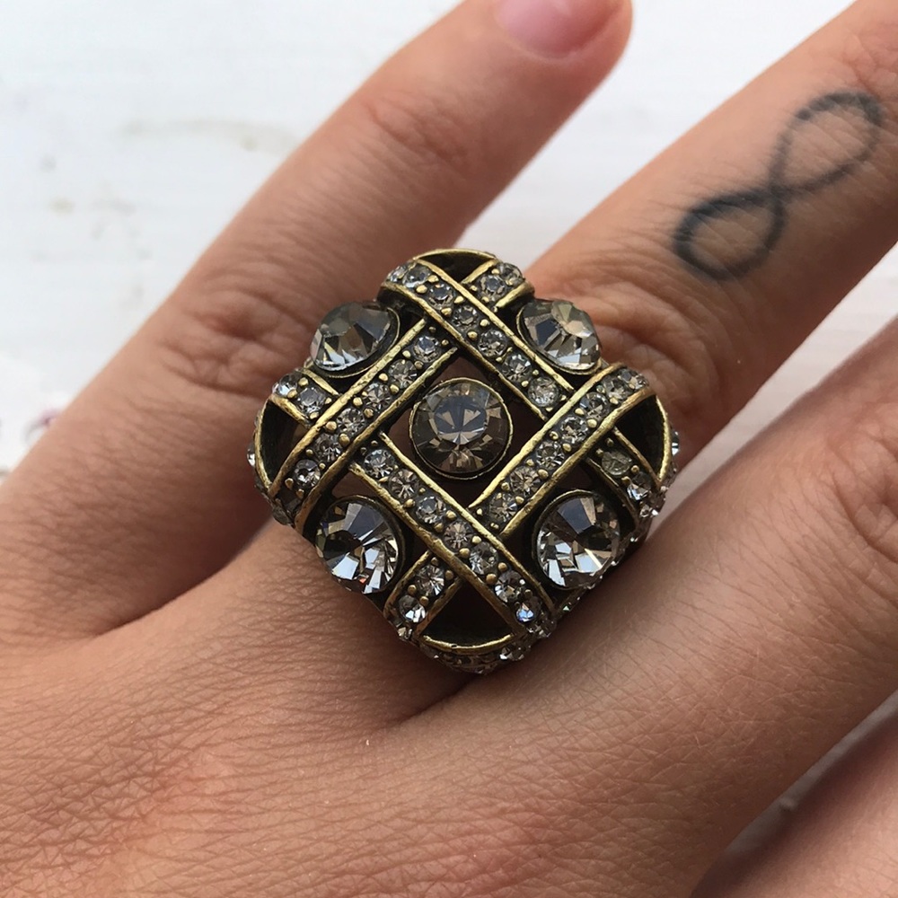 Smoky Quartz Woven Gemstone Large Cocktail Ring